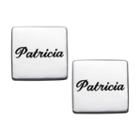 Personalized Sterling Silver 14mm Square Stud Earrings