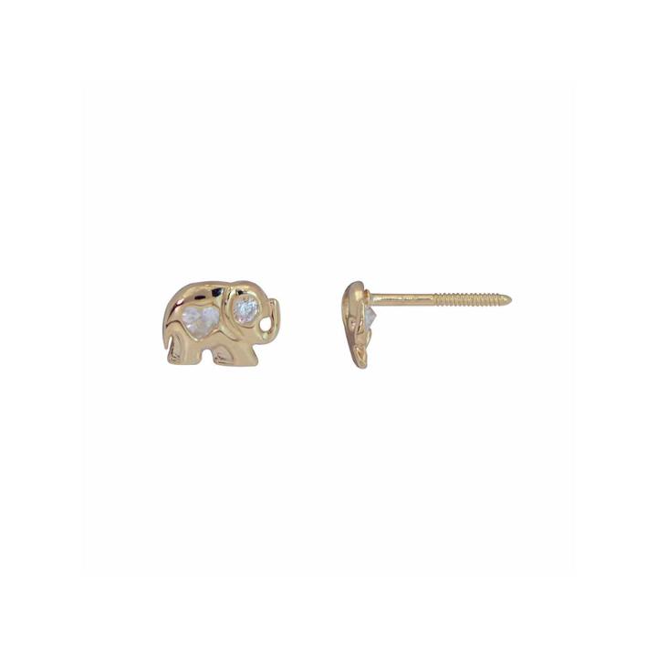 Heart White Cubic Zirconia 14k Gold Stud Earrings