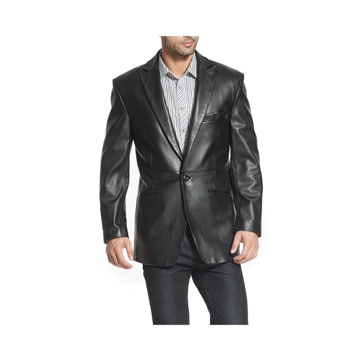 Bgsd Men's Judd One-button Lambskin Leather Blazer - Big And Tall