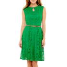London Style Collection Sleeveless Lace Fit-and-flare Dress