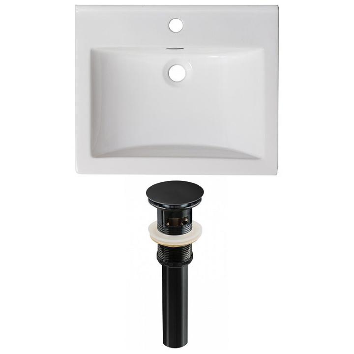 21-in. W 1 Hole Ceramic Top Set In White Color - Overflow Drain Incl.