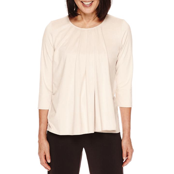 Sag Harbor Artful Animal 3/4-sleeve Faux-suede Double Layer Top