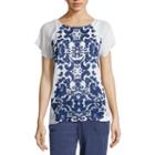 Liz Claiborne Short-sleeve Printed Raglan Tee