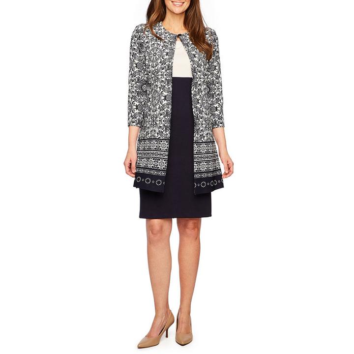 Danny & Nicole 3/4 Sleeve Jacket Mid Length Dress