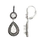 Genuine Black Spinel & Lab-created White Sapphire Sterling Silver Leverback Earrings