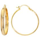 Sparkle Allure Gold Over Brass Flat High Polish Click-top Brass Hoop Earrings