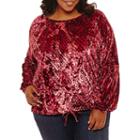 Project Runway Tie Front Velvet Sweatshirt - Plus