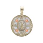 Rene Bargueiras Crystal 14k Tri-color Gold Our Lady Of Guadalupe Pendant