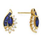 Lab-created Blue And White Sapphire 14k Gold Over Sterling Silver Earrings