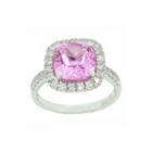 Lab-created Pink & White Sapphire Sterling Silver Halo Ring