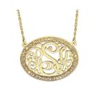 Personalized 14k Gold Over Sterling Silver Family Name And Monogram Necklace
