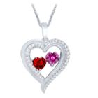 Love In Motion&trade; Lab-created Ruby & Pink Sapphire Heart Pendant Necklace In Sterling Silver