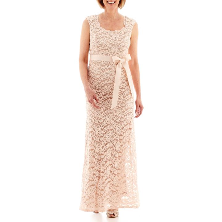 R & M Richards Cap-sleeve Lace Formal Gown - Petite