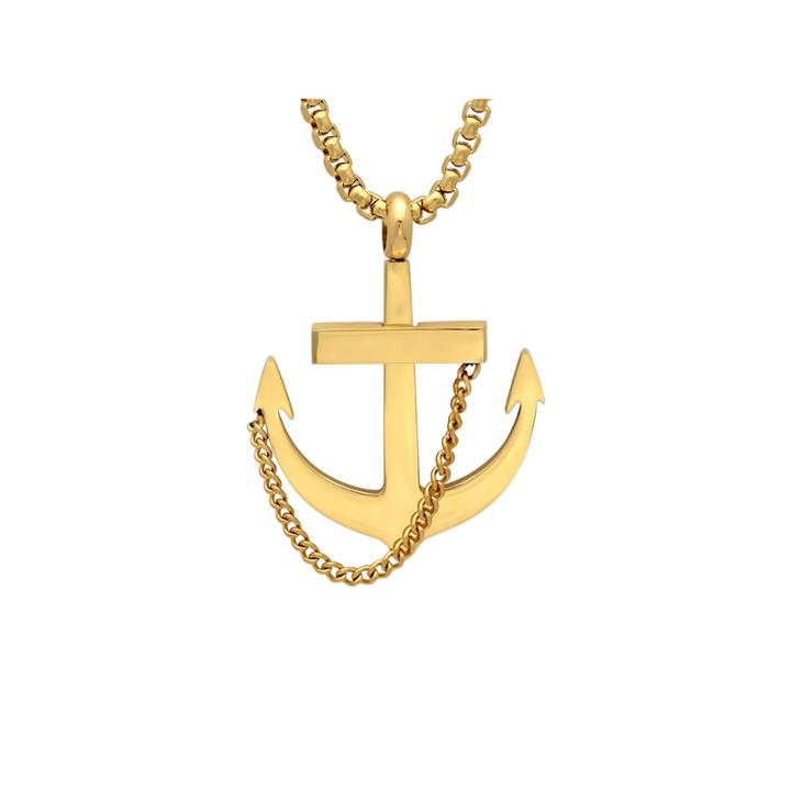 Mens 18k Gold Over Stainless Steel Pendant Necklace