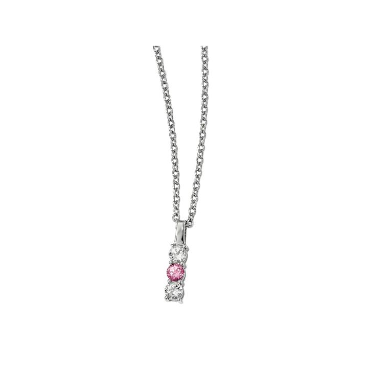 Survivor Collection Genuine Clear & Pink Swarovski Topaz Sterling Silver Drop Of Courage Necklace