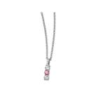 Survivor Collection Genuine Clear & Pink Swarovski Topaz Sterling Silver Drop Of Courage Necklace