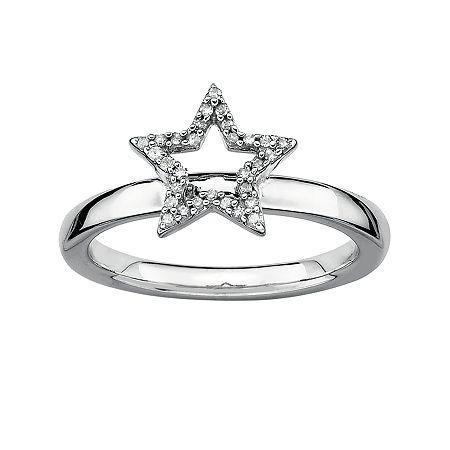 Personally Stackable 1/10 Ct. T.w. Diamond Sterling Silver Star Ring