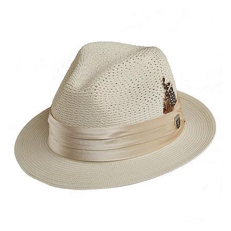 Stacy Adams Straw Pinch-front Fedora