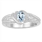 Womens Genuine Aquamarine & Lab-created White Sapphire Sterling Silver Cocktail Ring