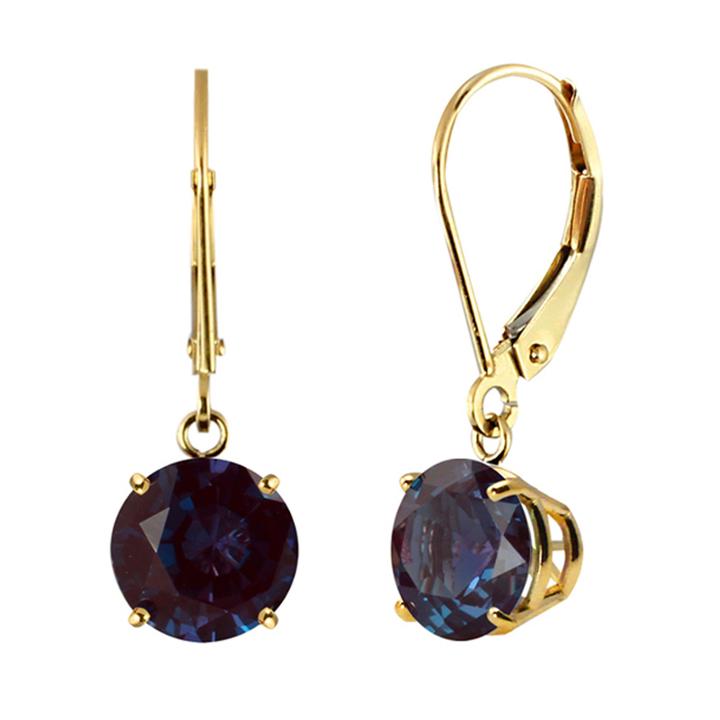 Lab-created Alexandrite 10k Yellow Gold Leverback Dangle Earrings