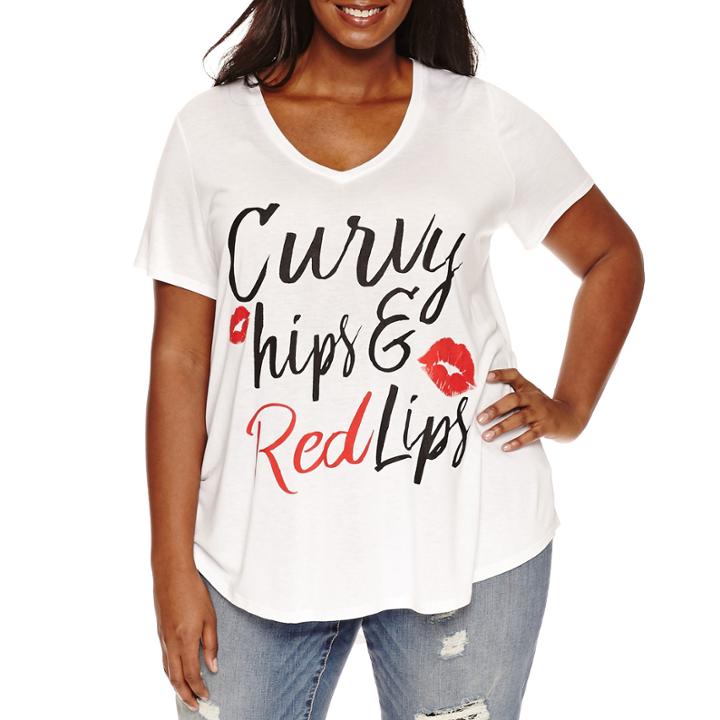 Boutique + Short Sleeve Graphic V Neck T-shirt-plus