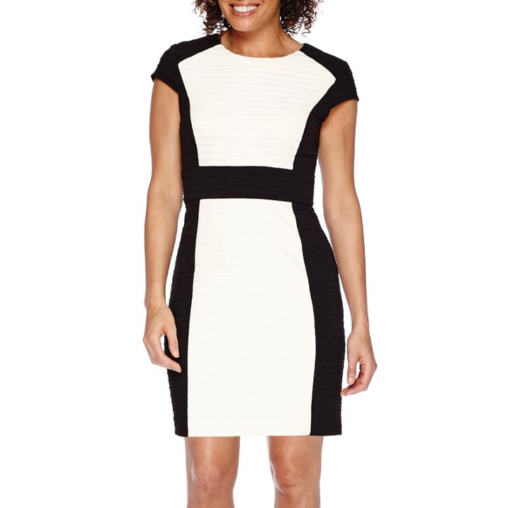 R & K Originals Short-sleeve Colorblock Textured Sheath Dress