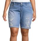 Arizona 8 3/4 Classic Fit Denim Bermuda Shorts-juniors Plus