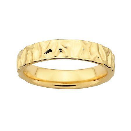 Personally Stackable 18k Yellow Gold Over Sterling Silver 3.5mm Hammered Ring