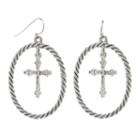 1928 Religious Jewelry Clear 46.5mm Cross Hoop Earrings