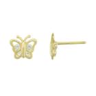 Petite Lux&trade; Cubic Zirconia 10k Yellow Gold Butterfly Stud Earrings