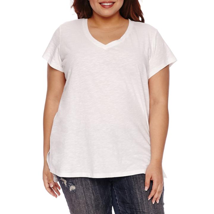 Boutique + Short Sleeve V Neck T-shirt-plus