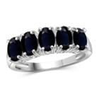 Womens Blue Sapphire Sterling Silver Band