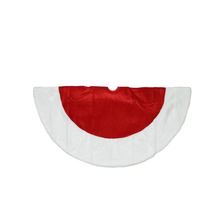 48 Traditional Red & White Velveteen Christmas Tree Skirt