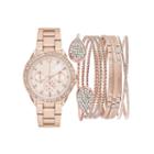 Womens Rose Gold-tone Crystal-accent Watch Box Set