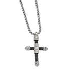 Edward Mirell Mens Stainless Steel Titanium Cross Pendant Necklace