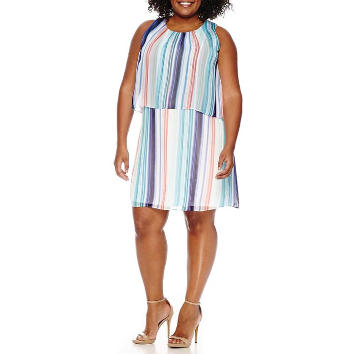 Worthington Sleeveless Tiered Sheath Dress - Plus