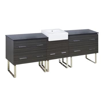 96.25-in. W Floor Mount Dawn Grey Vanity Set For 1hole Drilling Black Galaxy Top