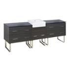 96.25-in. W Floor Mount Dawn Grey Vanity Set For 1hole Drilling Black Galaxy Top