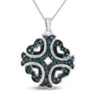 Womens 1/3 Ct. T.w. Blue Diamond Cross Pendant Necklace