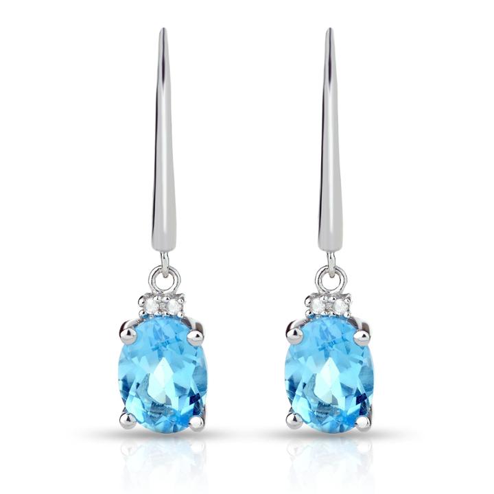 Diamond Accent Blue Blue Topaz Sterling Silver Drop Earrings