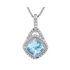 1/5 Ct. T.w. Diamond And Genuine Aquamarine 10k White Gold Hoop Drop Pendant Necklace