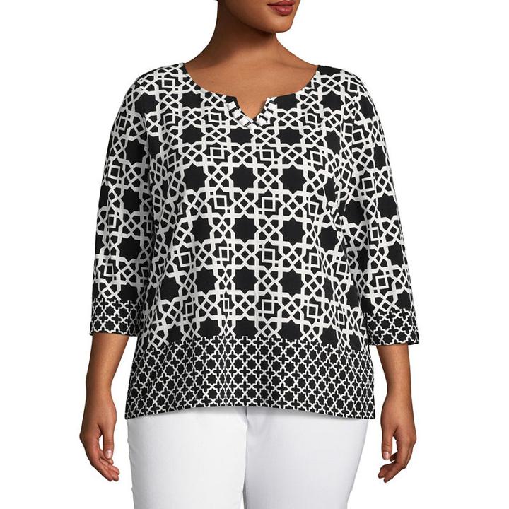 Lark Lane Must Haves Embellished Print Tunic- Plus