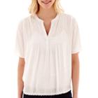 A.n.a Short-sleeve Pintuck Peasant Blouse