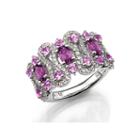Lab-created White Sapphire, Purple Amethyst And Pink Amethyst Sterling Silver Ring