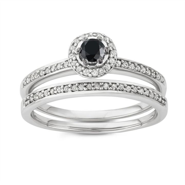 Womens 1/2 Ct. T.w. Diamond Black Round Bridal Set