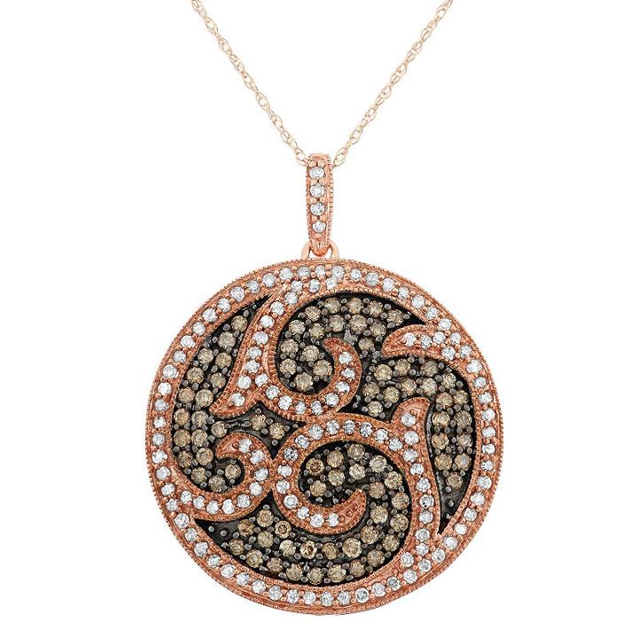 Womens 1 1/2 Ct. T.w. Genuine Brown Diamond Pendant Necklace
