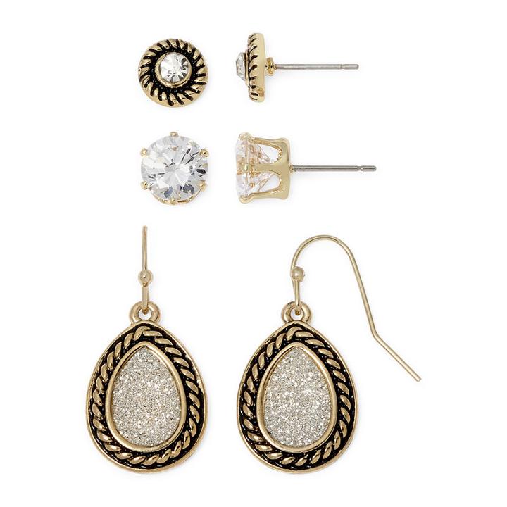 Sensitive Ears Two-tone 3-pr. Earring Set