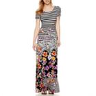 Trulli Short-sleeve Stripe And Floral Print Maxi Dress