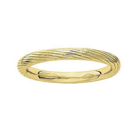 Personally Stackable 18k Yellow Gold Over Sterling Silver Ribbed Ring