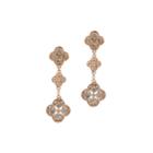 Jardin Rose-tone Crystal Dangle Filigree Trefoil Cluster Earrings